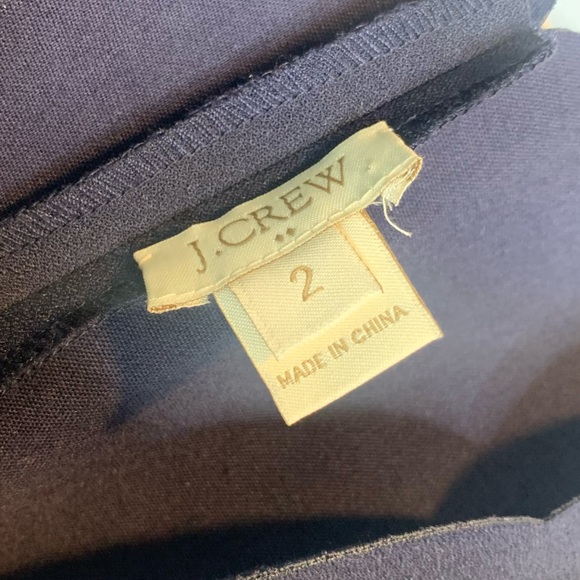 J. Crew Factory Navy Scalloped Shift Dress V- Back Style #B8296 - Picture 3 of 5